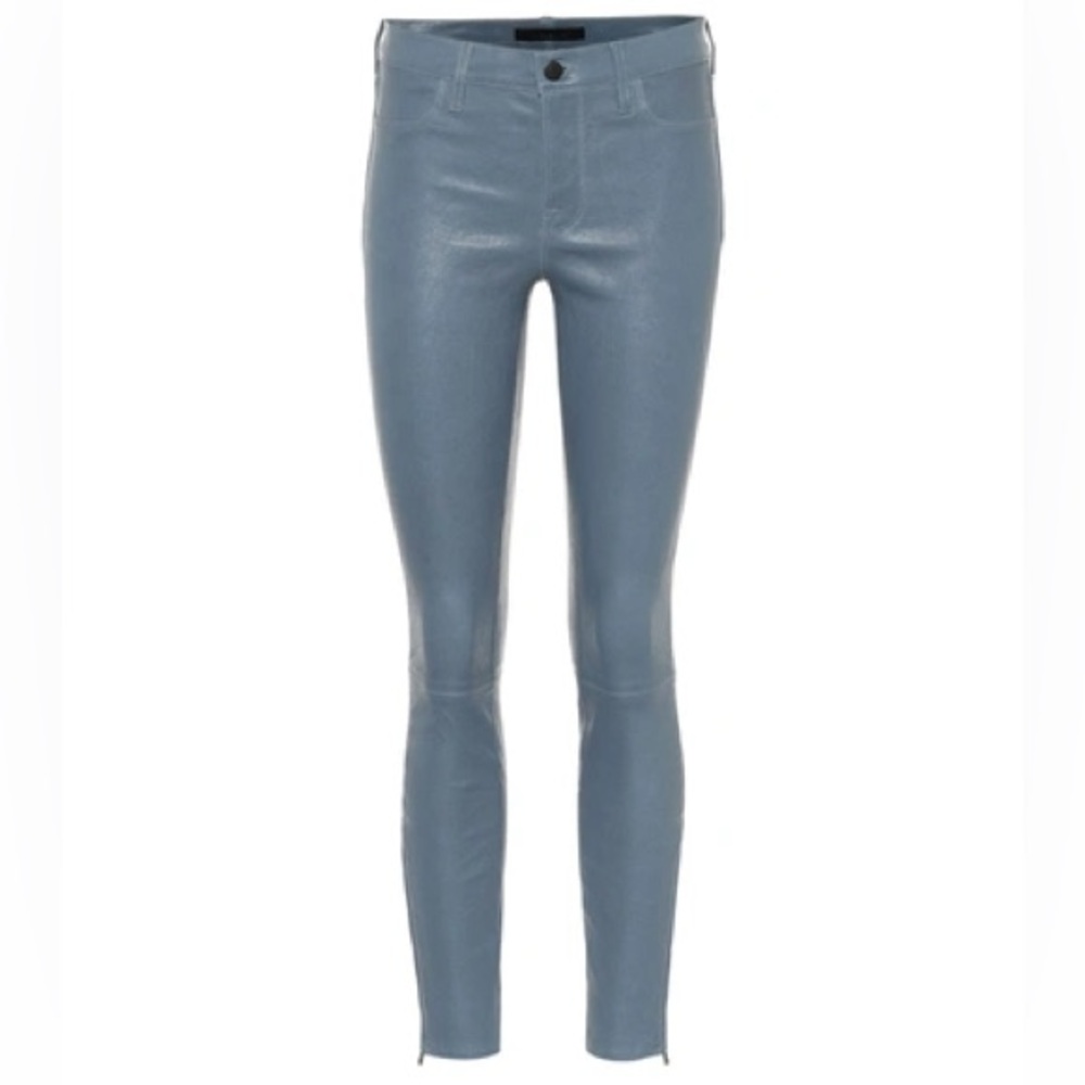 New J Brand Blue gray stretch lamb leather Pants size xs - Picture 2 of 14